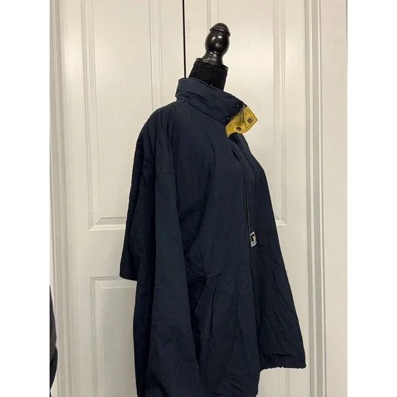 Vtg Georgia Tech 1/2 Zip Pullover Jacket XL Blue 90s Logo Windbreaker GT Hood